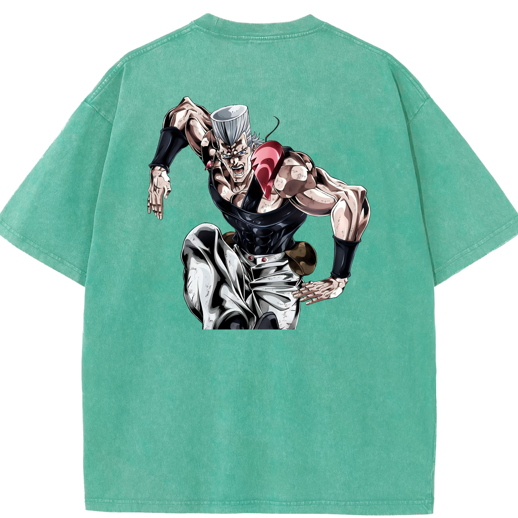 （画像用） ジョジョの奇妙な冒険 ジャン＝ピエール?ポルナレフ JoJo's Bizarre Adventure Jan Pierre Polnareff 綿100% ヴィンテージ風 半袖Tシャツ（背面プリント）